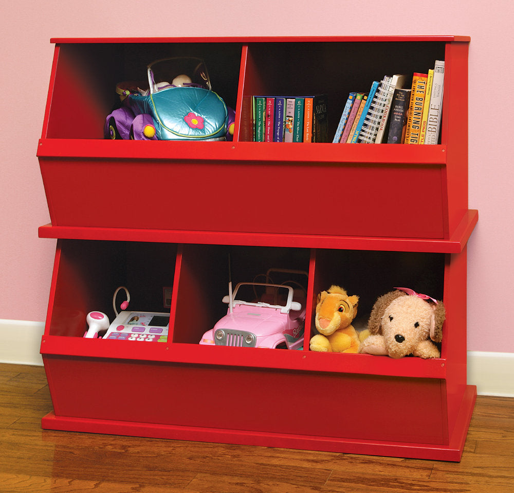Badger Double Stackable Storage Cubbies - Red | Toy Box City