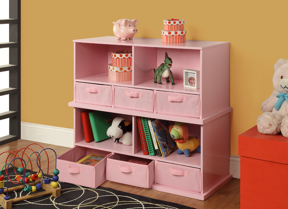 Badger Shelf Storage Cubby with Three Baskets - Pink | Toy Box City