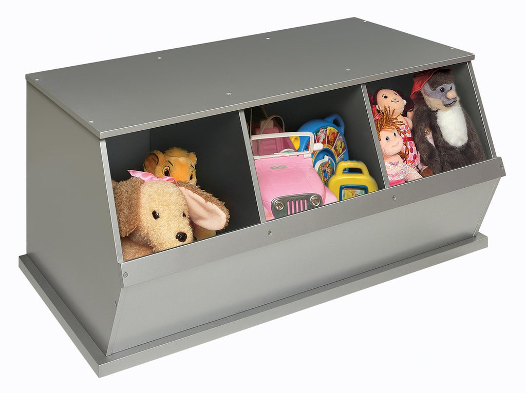 Badger Three Bin Storage Cubby - Silver | Toy Box City