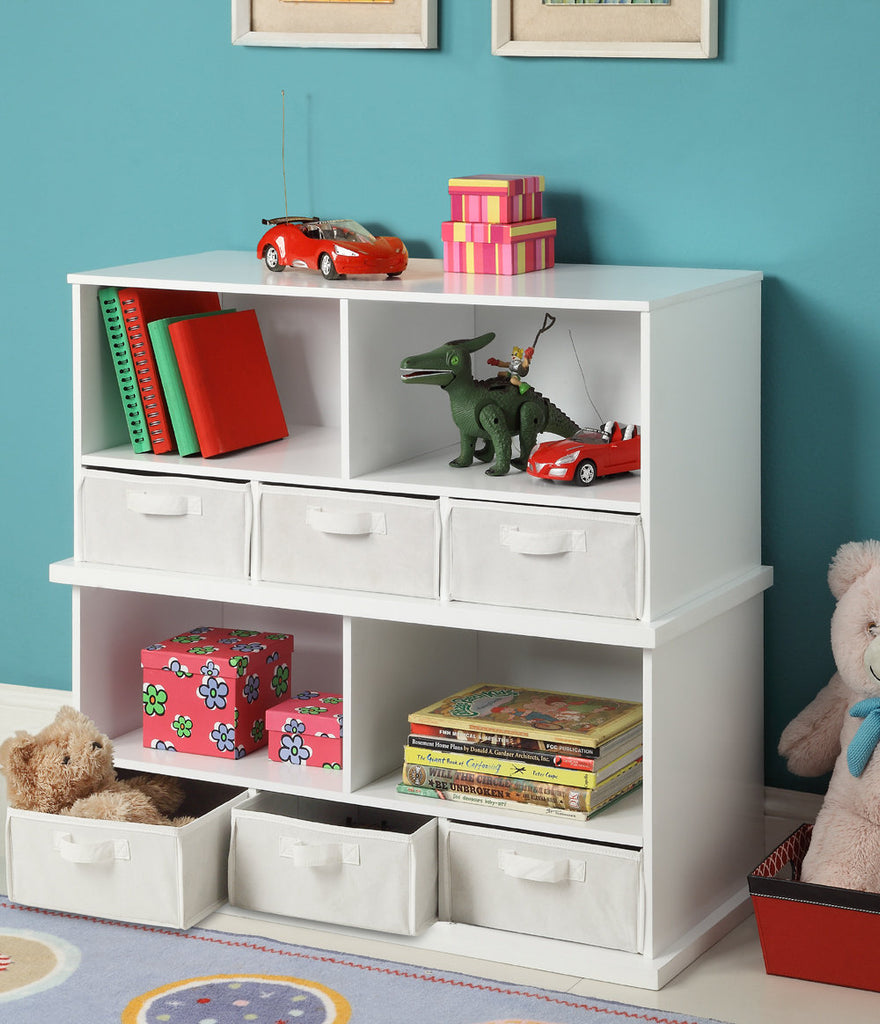 Badger Shelf Cubby with Baskets - White | Toy Box City