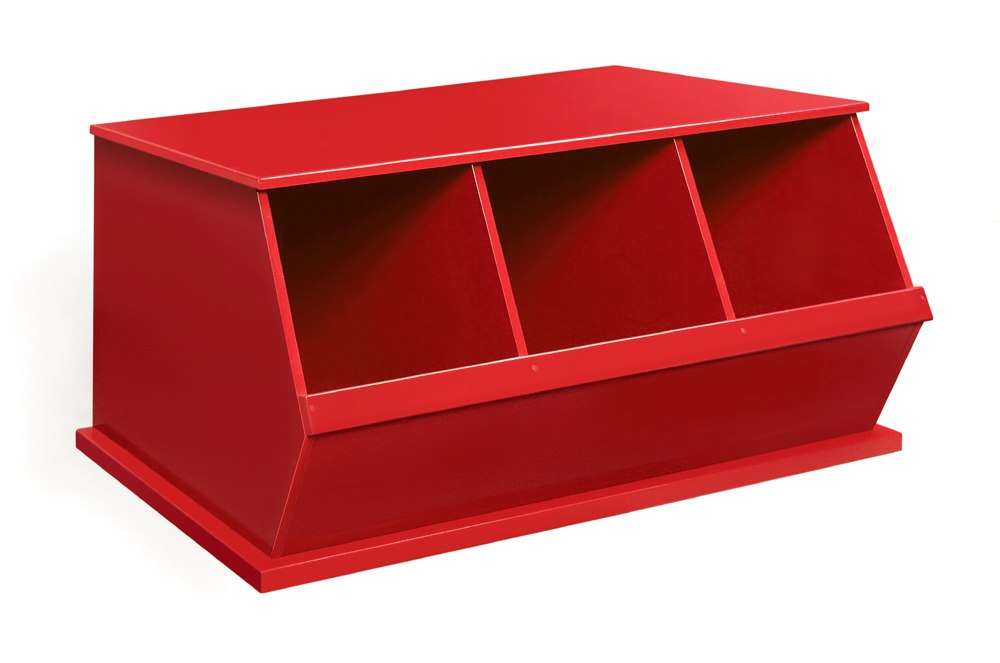 Badger Triple Stackable Storage Cubbies - Red | Toy Box City