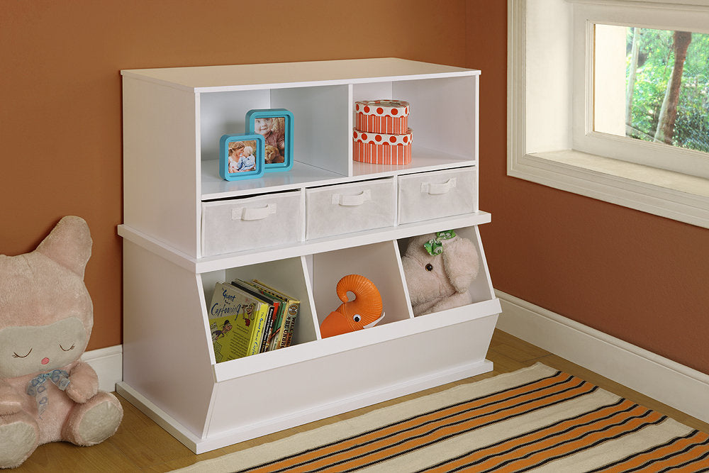 Badger Shelf Cubby with Baskets - White | Toy Box City