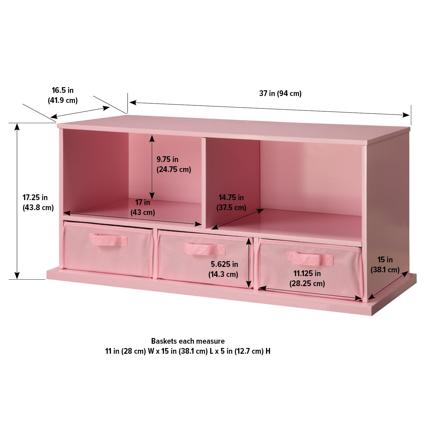 Cubbies Dimensions Shelf Storage Cubby with Three Baskets – Toy Box City