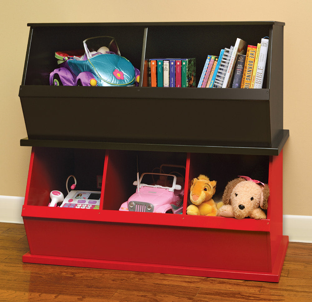 Badger Triple Stackable Storage Cubbies - Red | Toy Box City