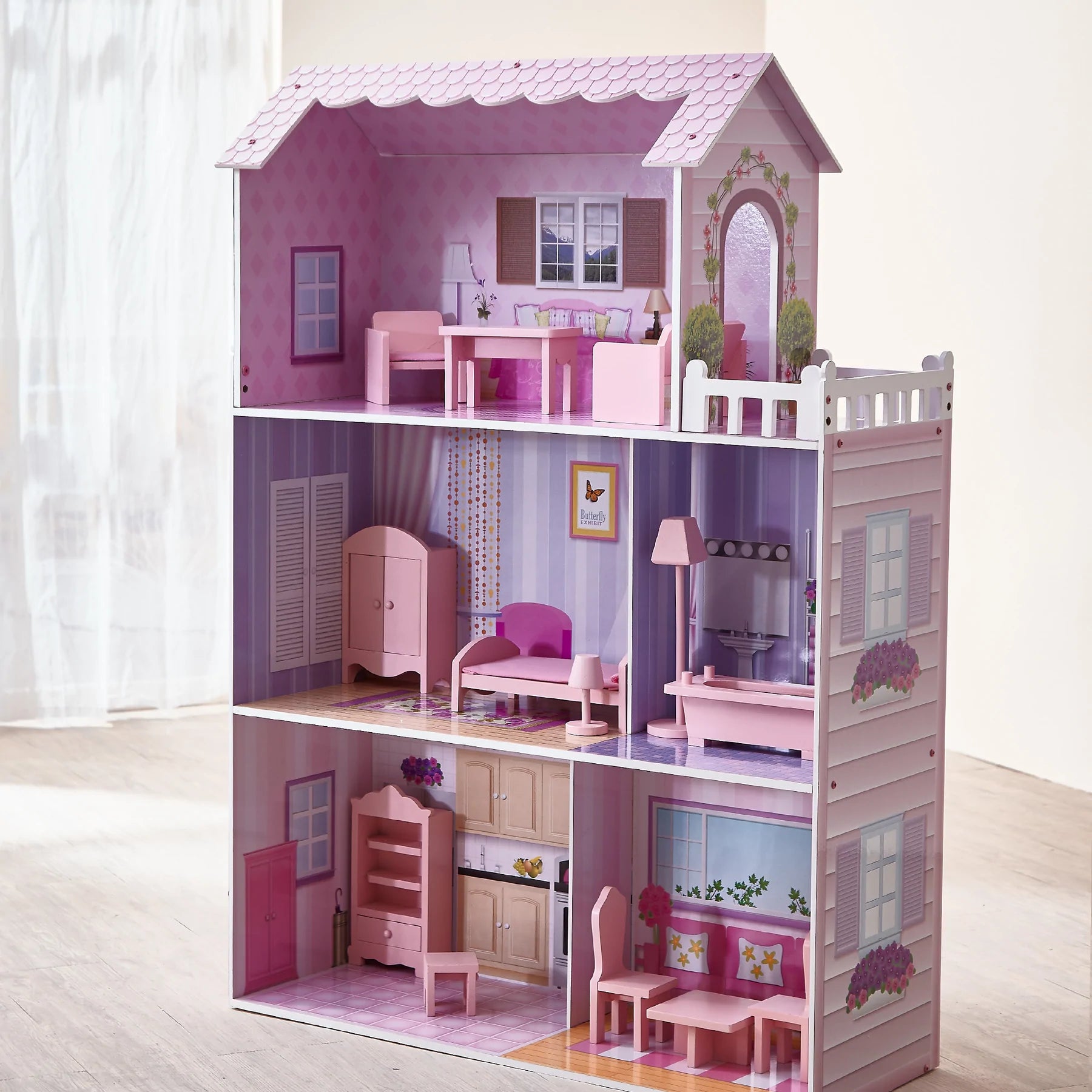 Pink and purple dollhouse sales