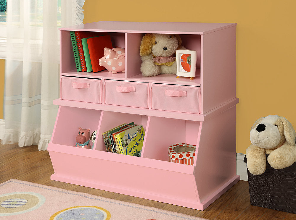 Badger Triple Stackable Storage Cubbies - Pink | Toy Box City