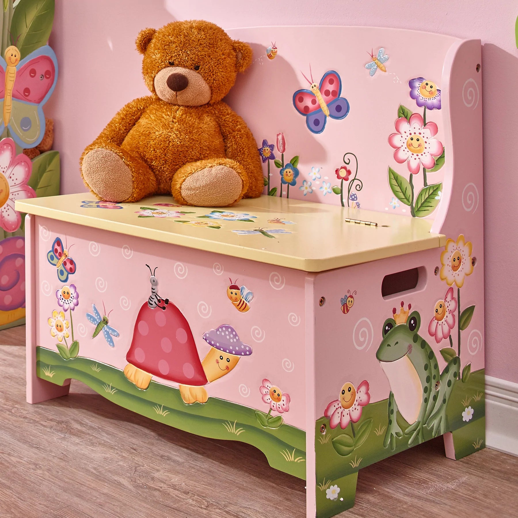 Wooden toy box pink deals