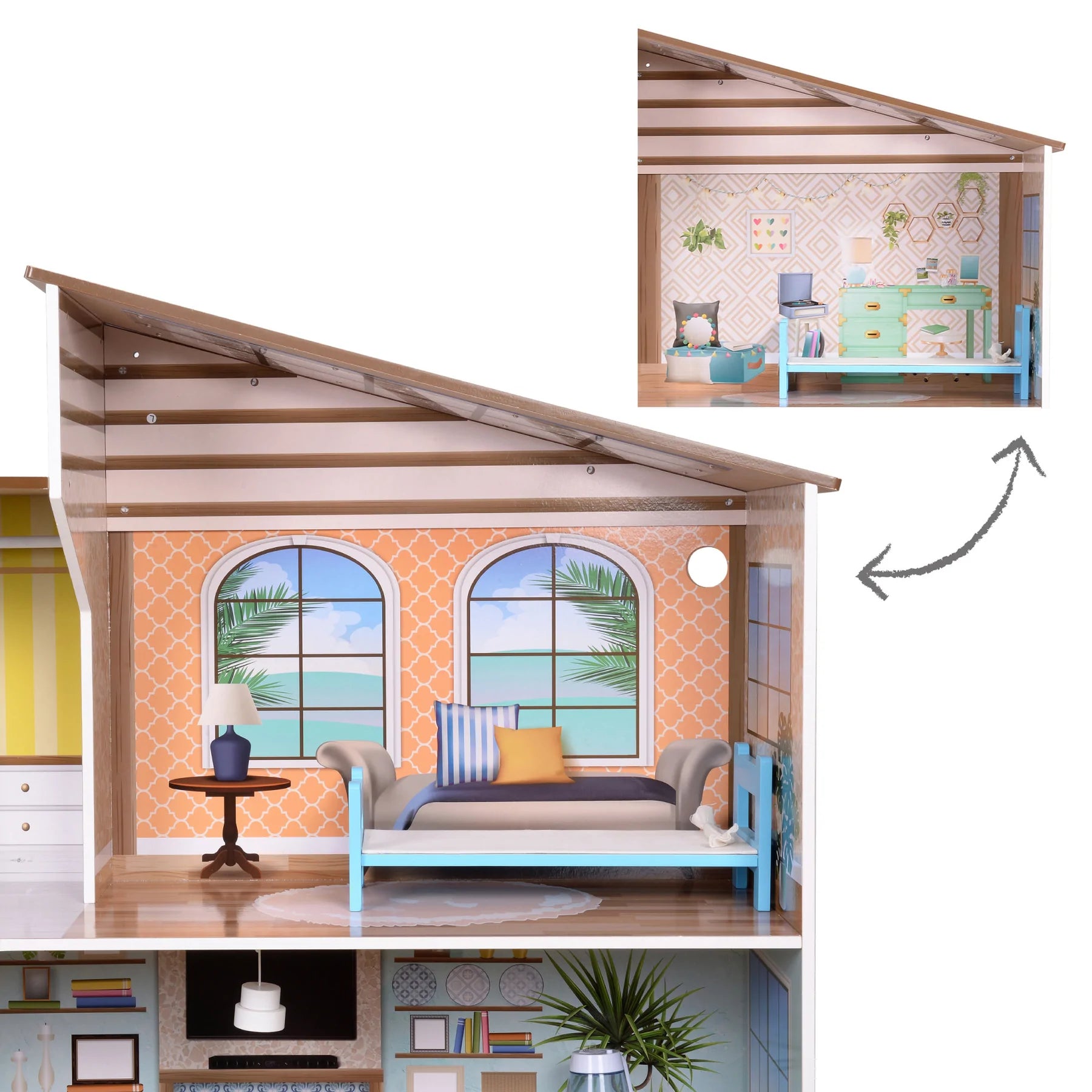 Wooden Dreamland Mediterranean Dollhouse Set Toy Box City